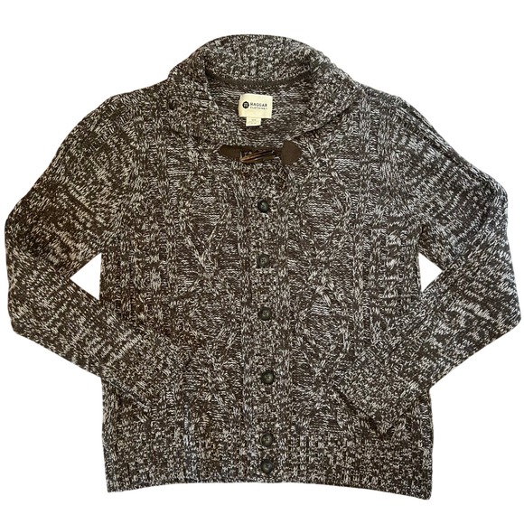 Haggar Cardigan Sweater Mens M Shawl Collar Button Up Knit Brown cottage cozy - Picture 1 of 7